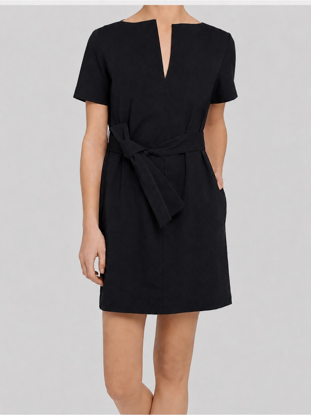 Theory Linen Blend Belted Shift Dress